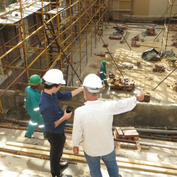 Workers checking the construction site